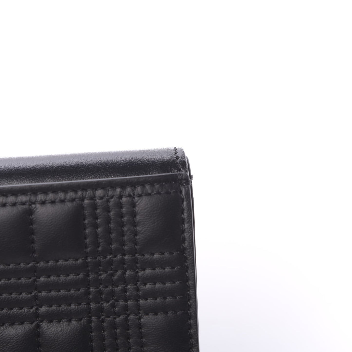 Lambskin Quilted Check Folding Wallet Black