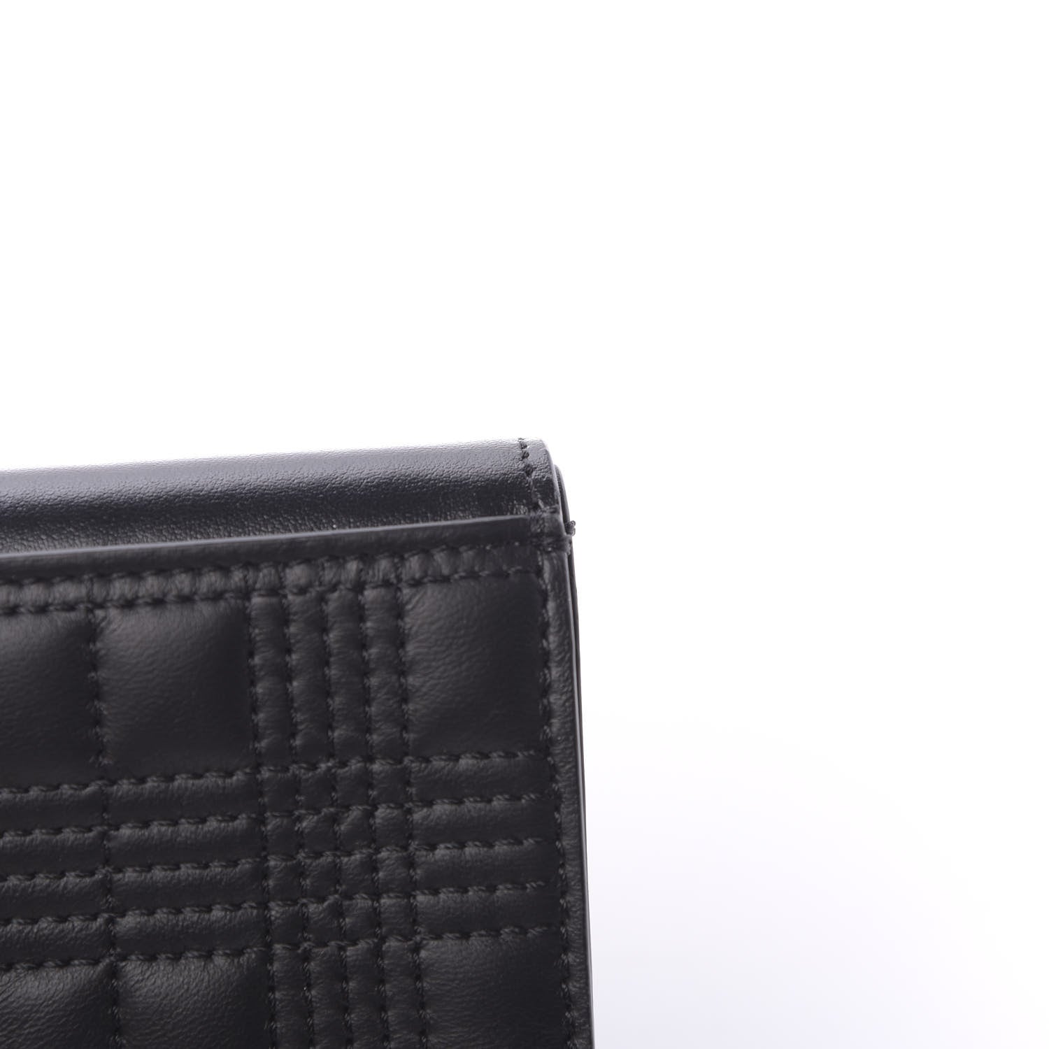 Burberry Lambskin Quilted Check Folding Wallet Black 10 of 12
