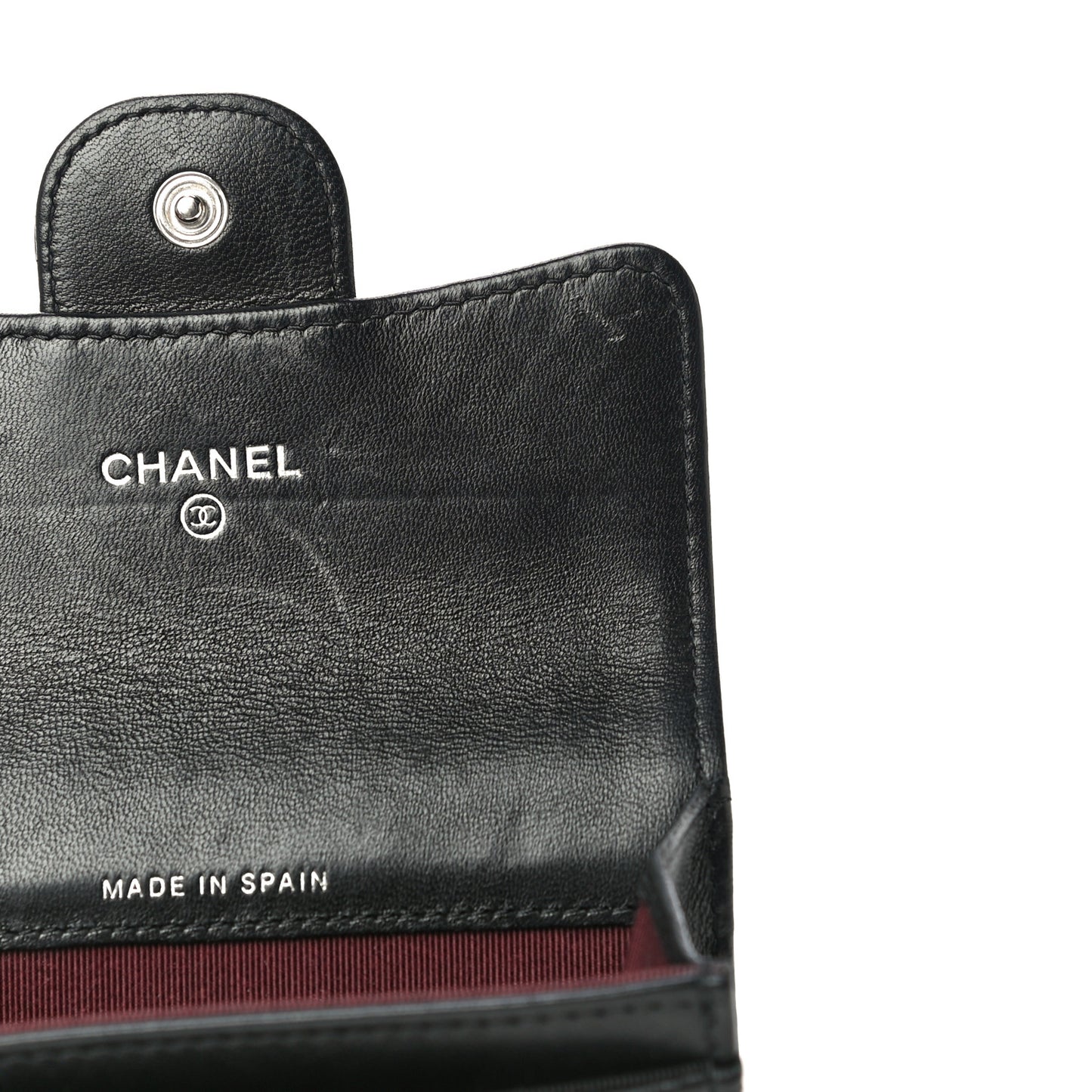Lambskin Quilted Flap Card Holder Wallet Black