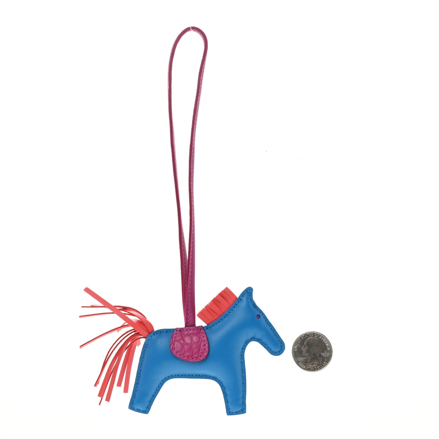 Milo Lambskin Matte Alligator Touch Grigri Rodeo Horse Bag Charm PM Bleu France Orange Poppy Framboise