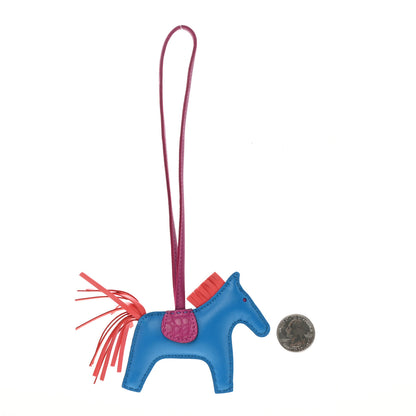 Hermes Milo Lambskin Matte Alligator Touch Grigri Rodeo Horse Bag Charm PM Bleu France Orange Poppy Framboise 2 of 4