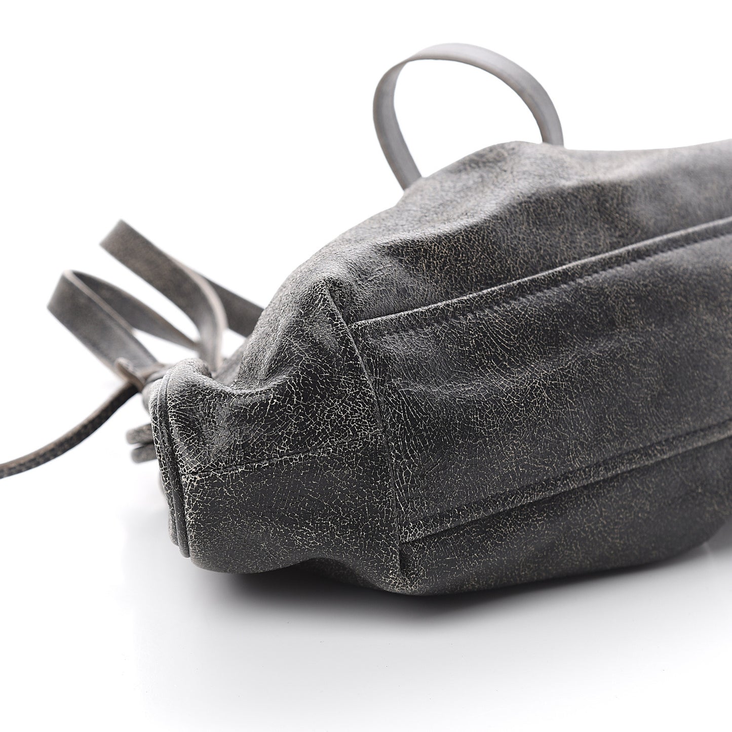 Calfskin Craquele Frame Shoulder Bag Black