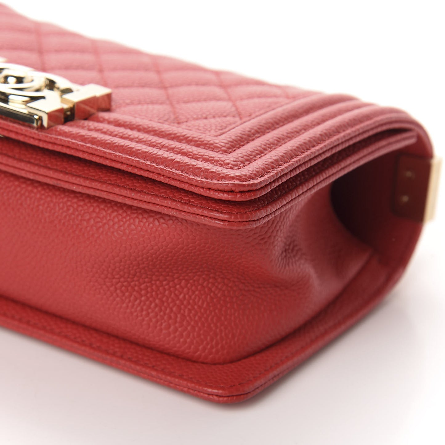 Caviar Quilted Small Boy Flap Red
