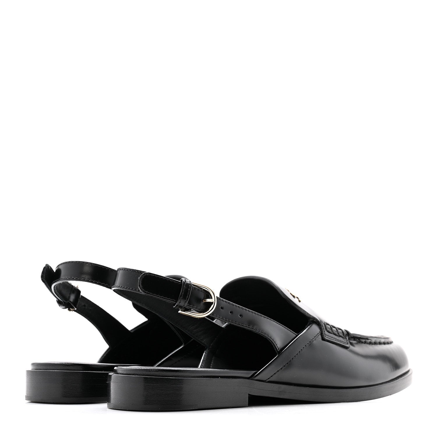 Chanel Shiny Calfskin Slingback Loafers 39 Black 5 of 10