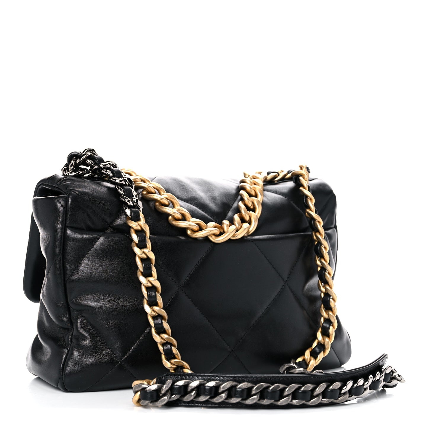 Lambskin Quilted Large Chanel 19 Flap Black