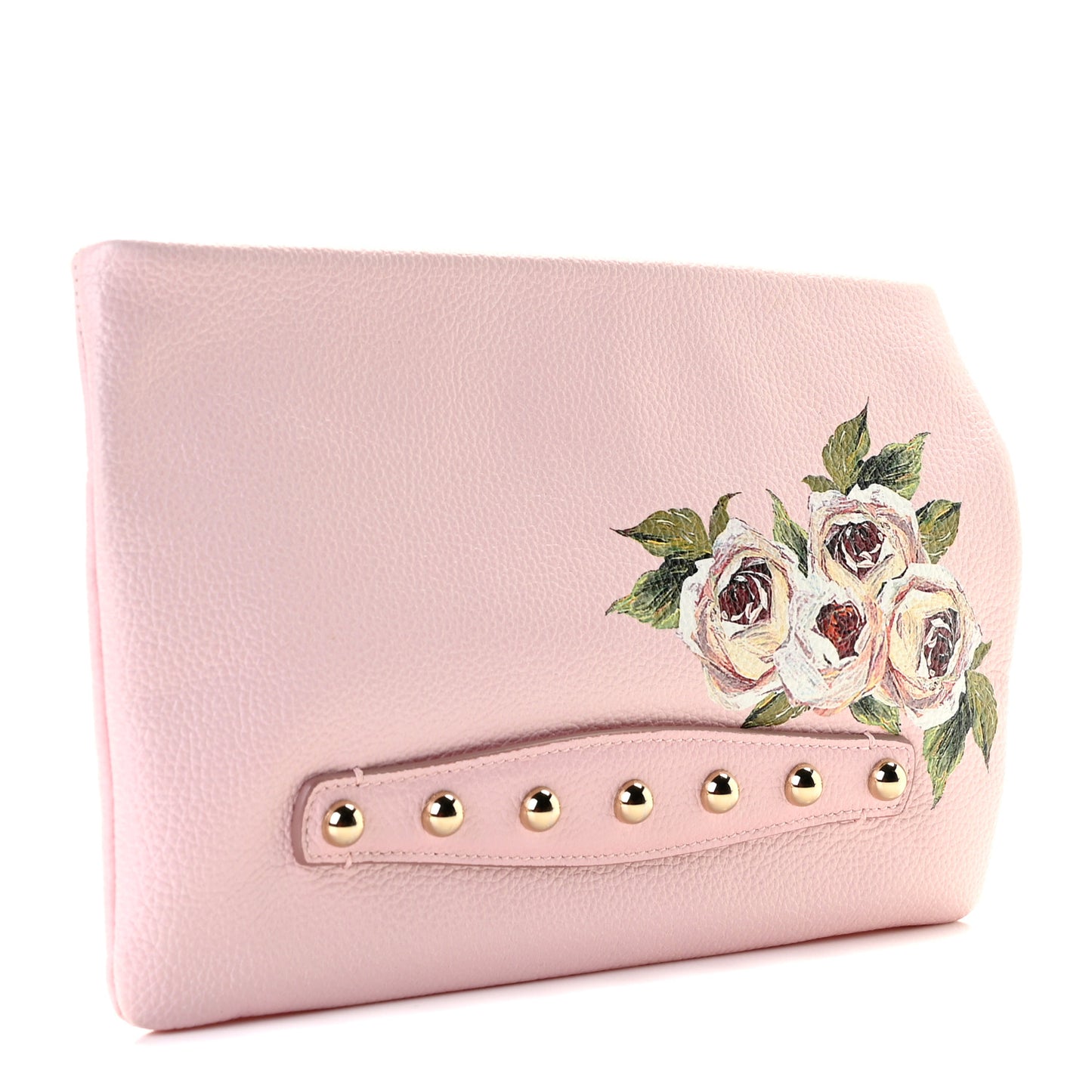 Calfskin Cleo Cat Print Clutch Pink Multicolor