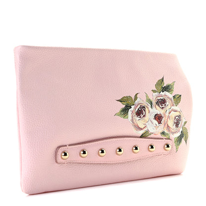 Dolce & Gabbana Calfskin Cleo Cat Print Clutch Pink Multicolor 2 of 8