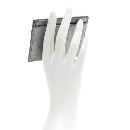 Chanel Metallic Goatskin CC Button Card Holder Silver 2 of 14