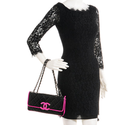 Chanel Lambskin Quilted Bi-Color Flap Black Pink 2 of 9
