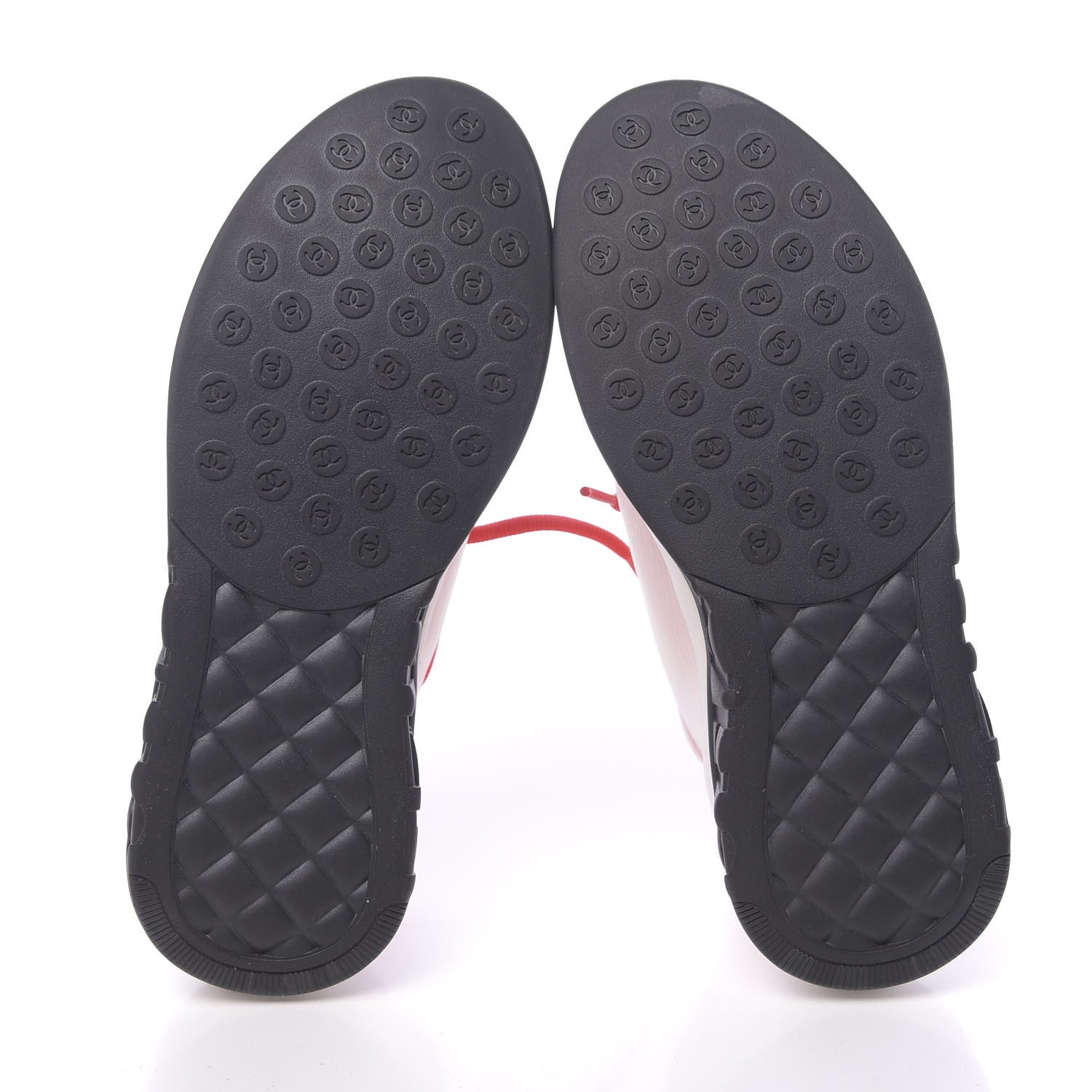 Chanel Lycra Fabric CC Sneakers 37 White Red 5 of 7