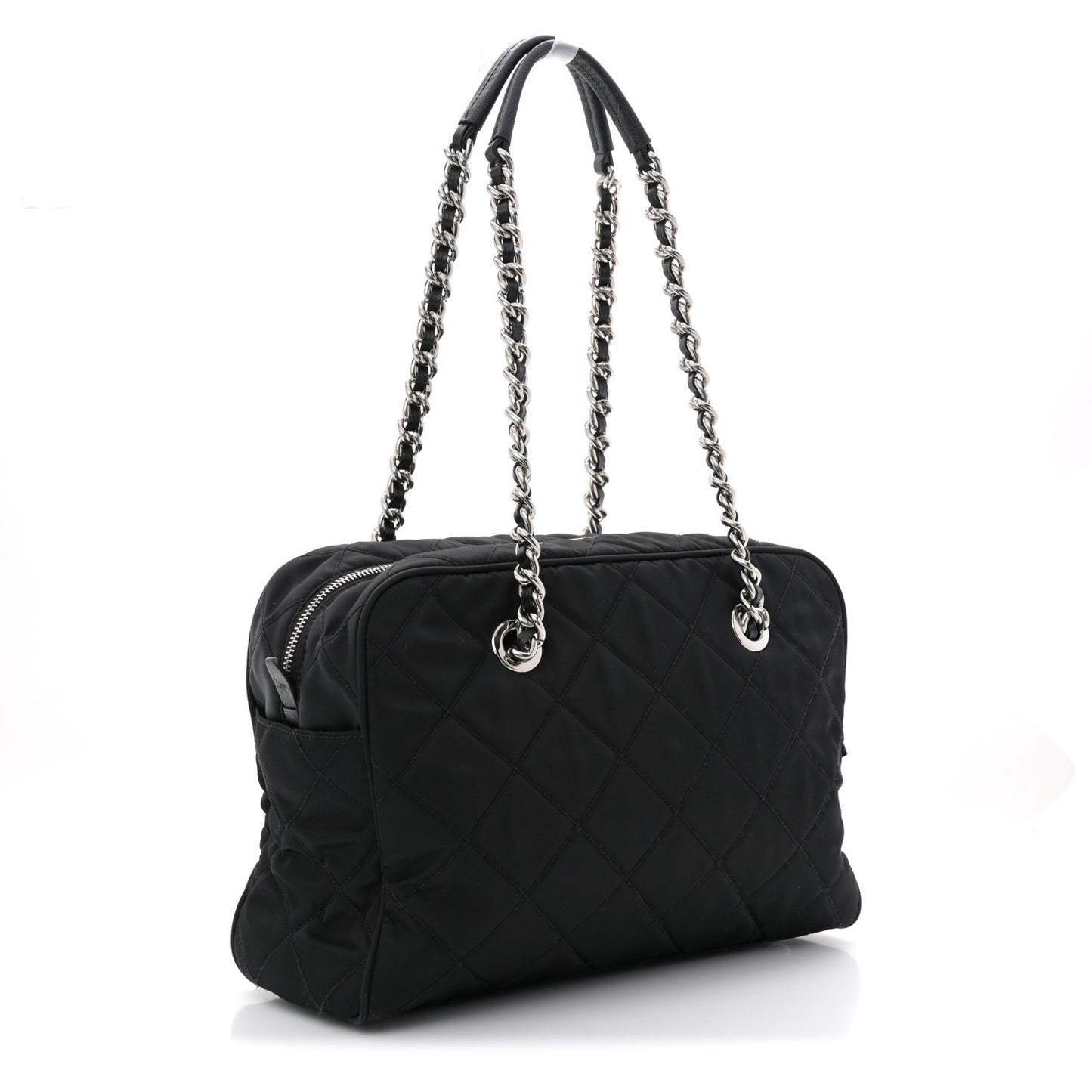 Nylon Tessuto Impuntu Quilted Shoulder Bag Black