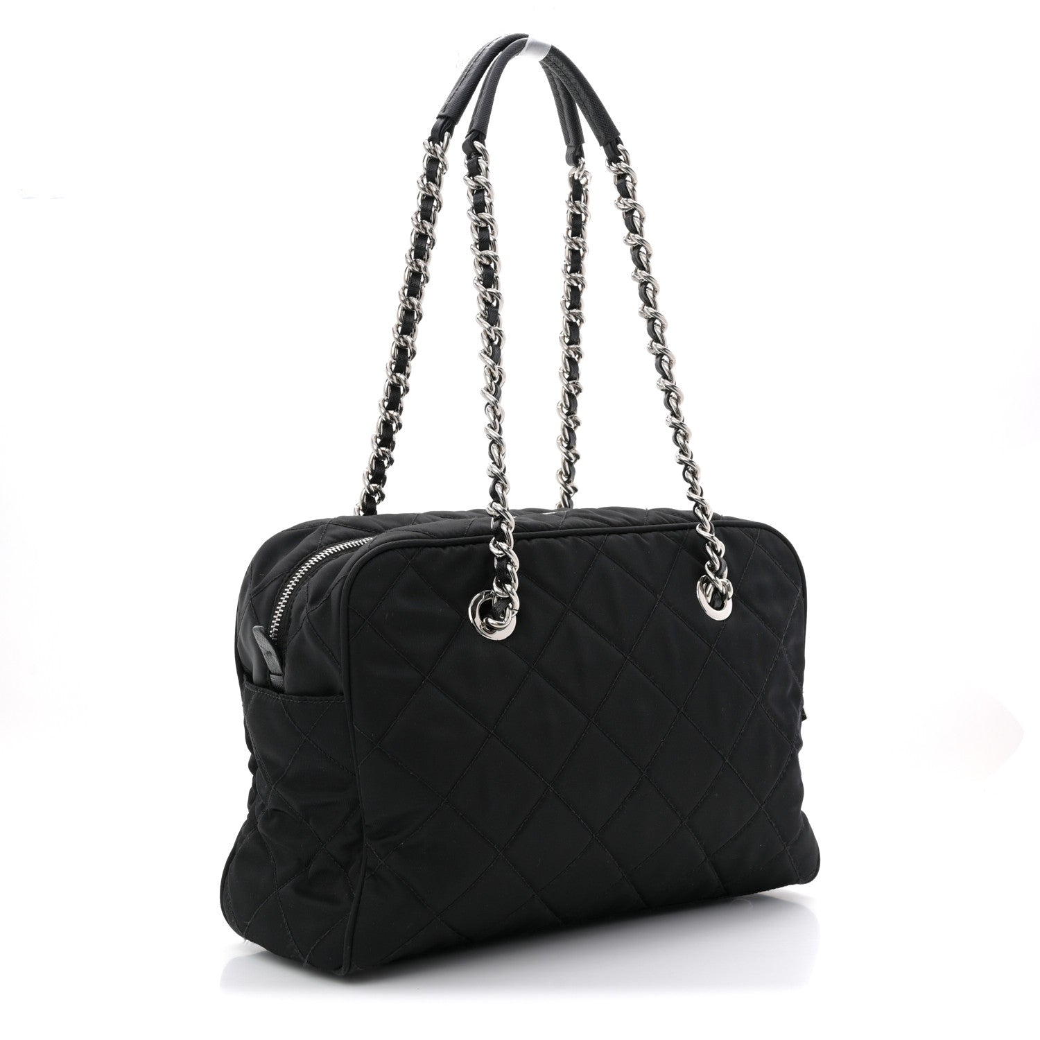 Prada Nylon Tessuto Impuntu Quilted Shoulder Bag Black 3 of 11