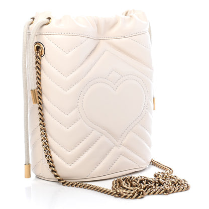 Gucci Calfskin Matelasse Mini GG Marmont 2.0 Bucket Bag White 3 of 8
