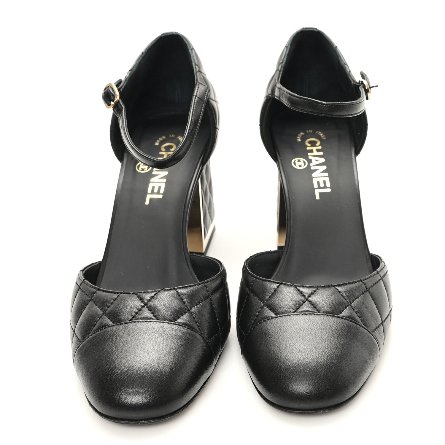Chanel Lambskin Quilted Cap Toe Mary Jane Pumps 39.5 Black 2 of 10
