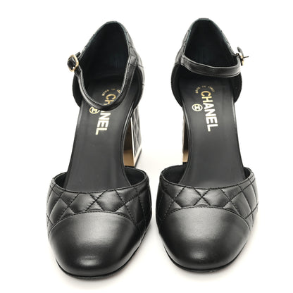 Chanel Lambskin Quilted Cap Toe Mary Jane Pumps 39.5 Black 2 of 10