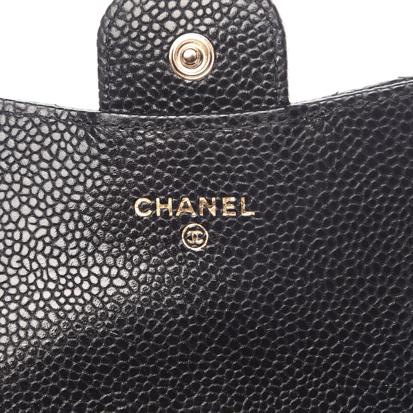 Caviar Quilted Flap Card Holder Wallet Black