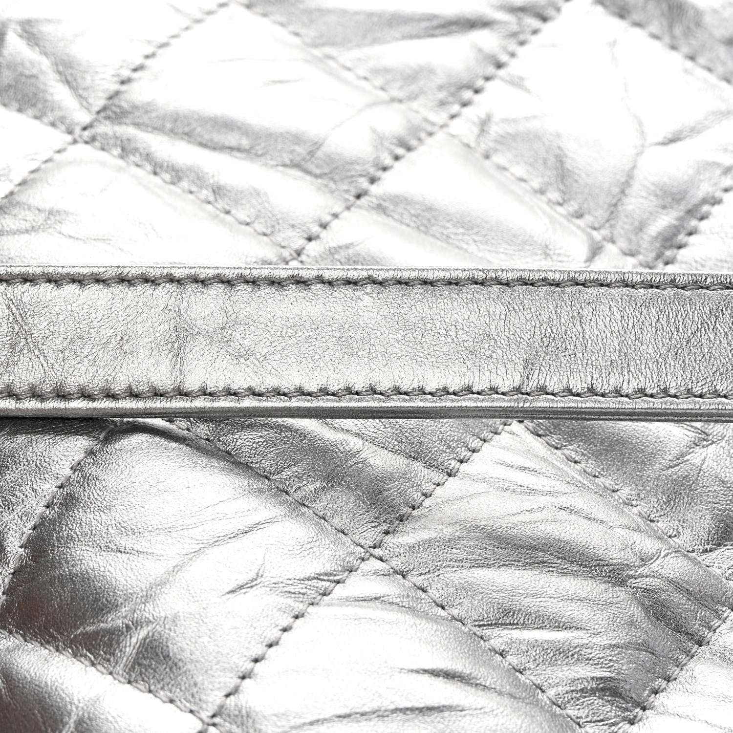 Chanel Metallic Crackled Calfskin Quilted Large Big Bang Hobo Silver 13 of 14