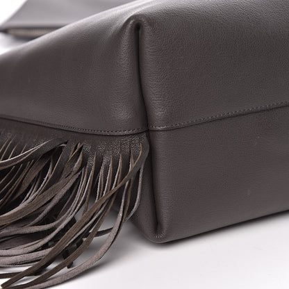 Saint Laurent Calfskin Large Fringe Shopping Tote Dark Grey 15 of 19