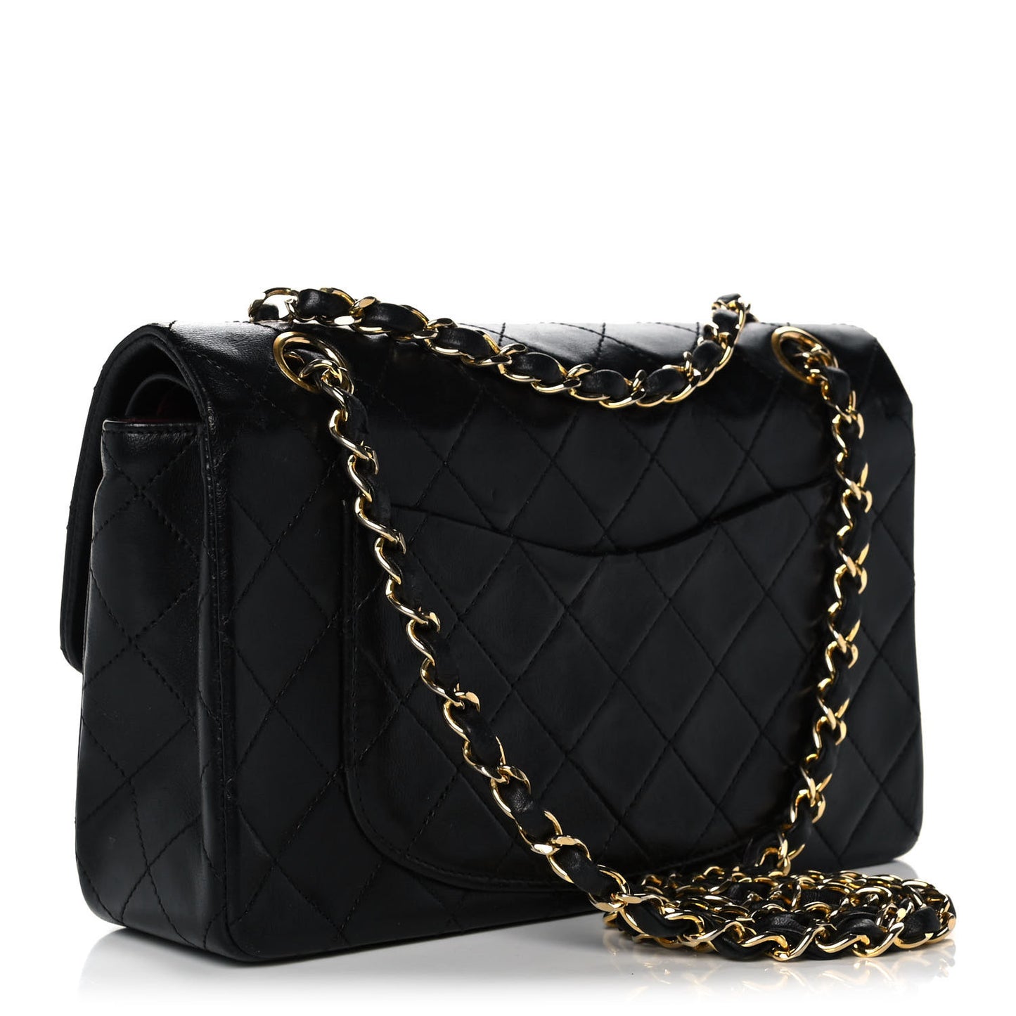 Lambskin Quilted Small Double Flap Black