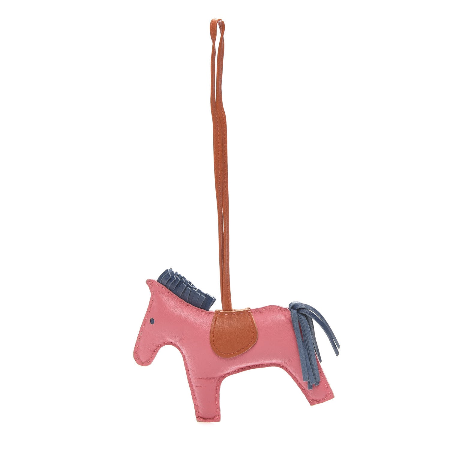 Hermes Milo Lambskin Grigri Rodeo Horse Bag Charm MM Rose Azalee Cornaline Bleu De Malte 1 of 4