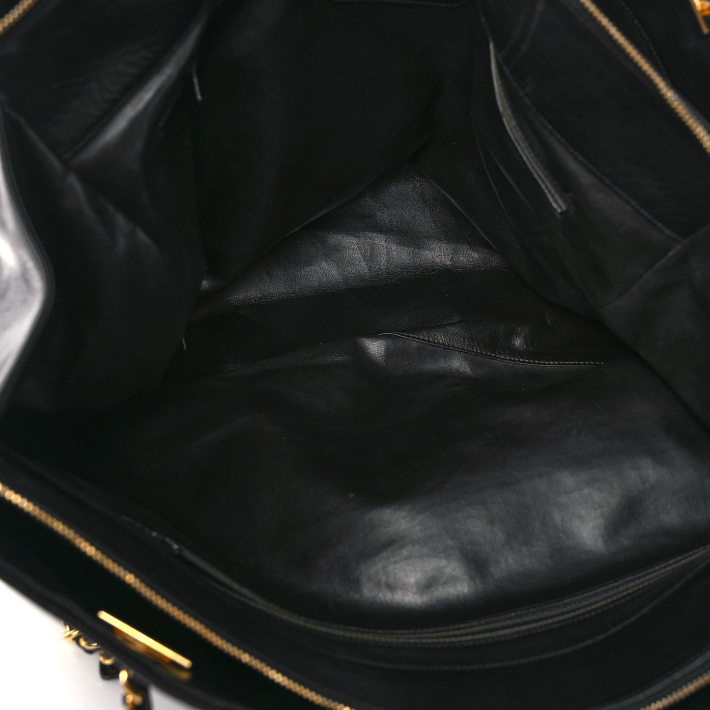 Canvas Calfskin XL Weekender Bag Black