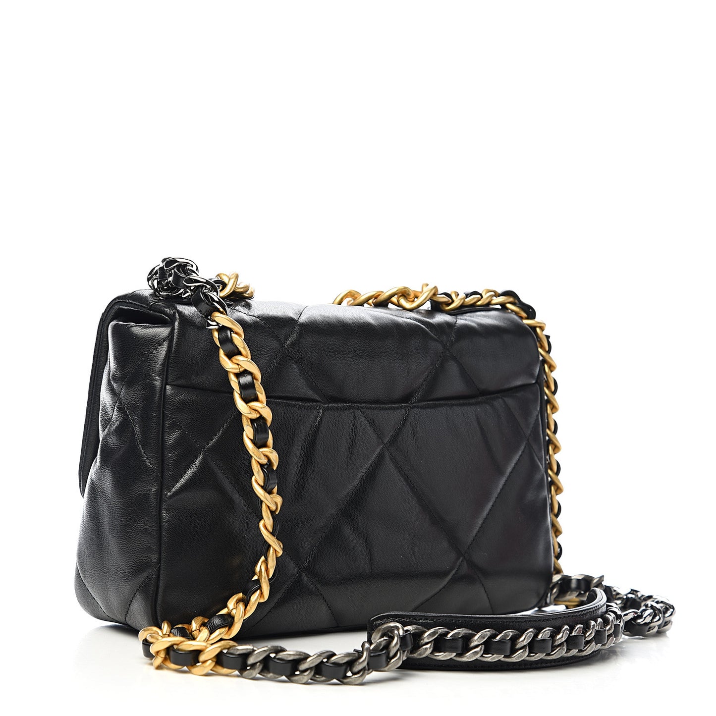 Lambskin Quilted Medium 19 Flap Black
