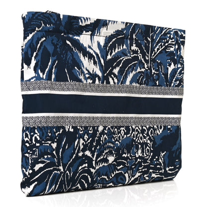 Christian Dior Embroidered Palm Tree Toile De Jouy Diortravel Zipped Pouch Blue 2 of 9