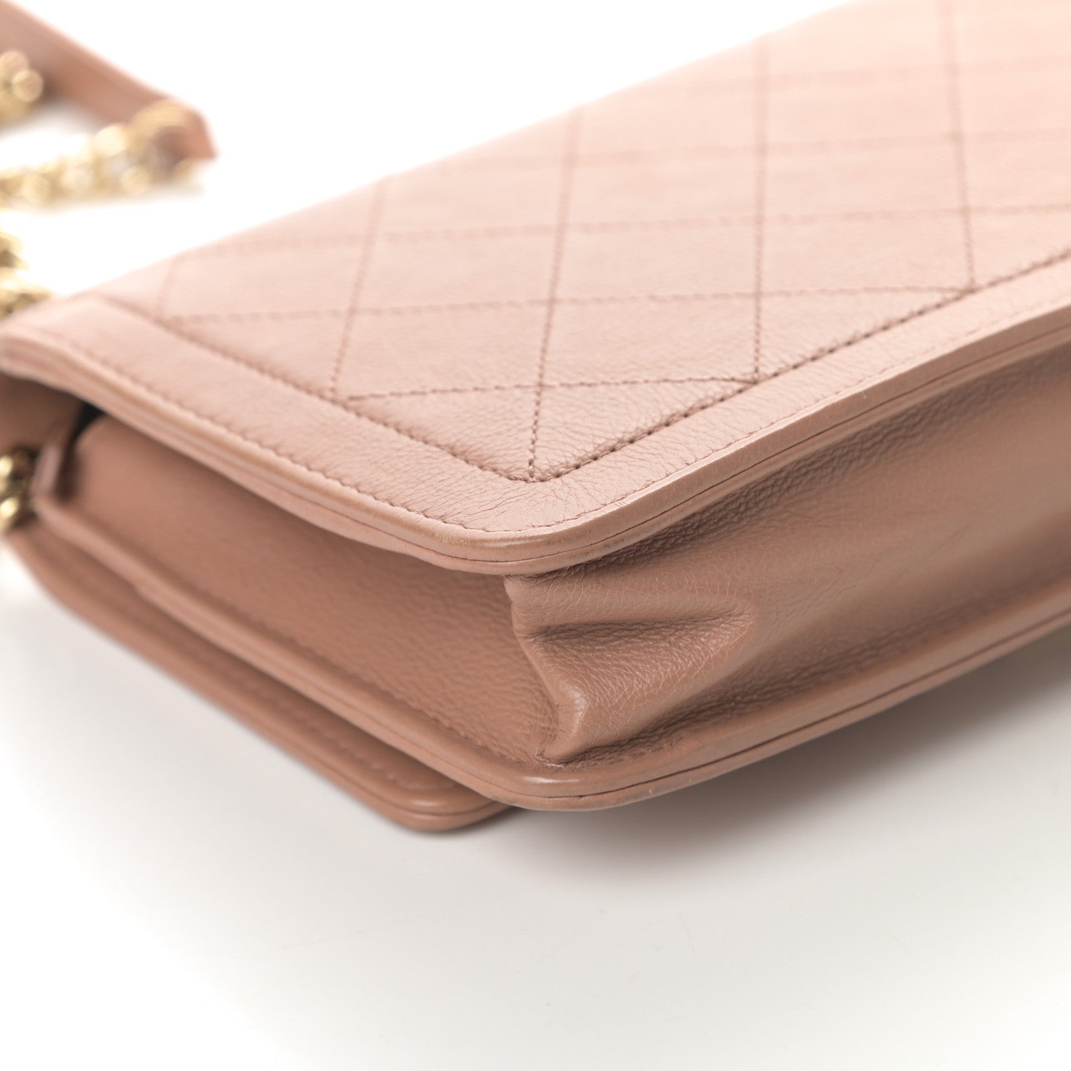 Chanel Grained Calfskin Quilted Label Click Flap Wallet On Chain WOC Pink 13 of 18