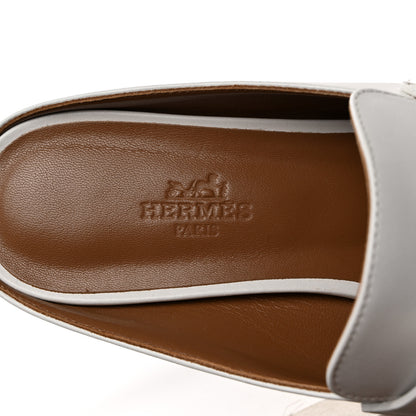Hermes Goatskin Rivoli Mules 36.5 White 7 of 9