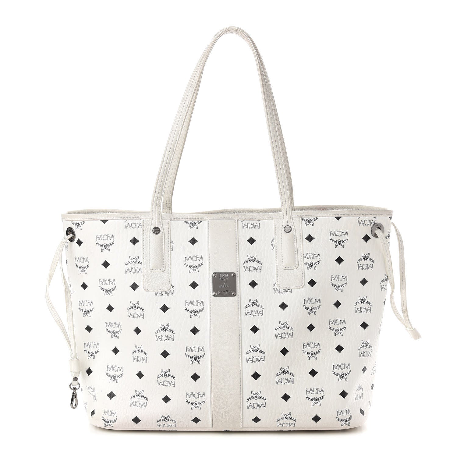MCM Visetos Medium Liz Reversible Shopper Tote White 3 of 17