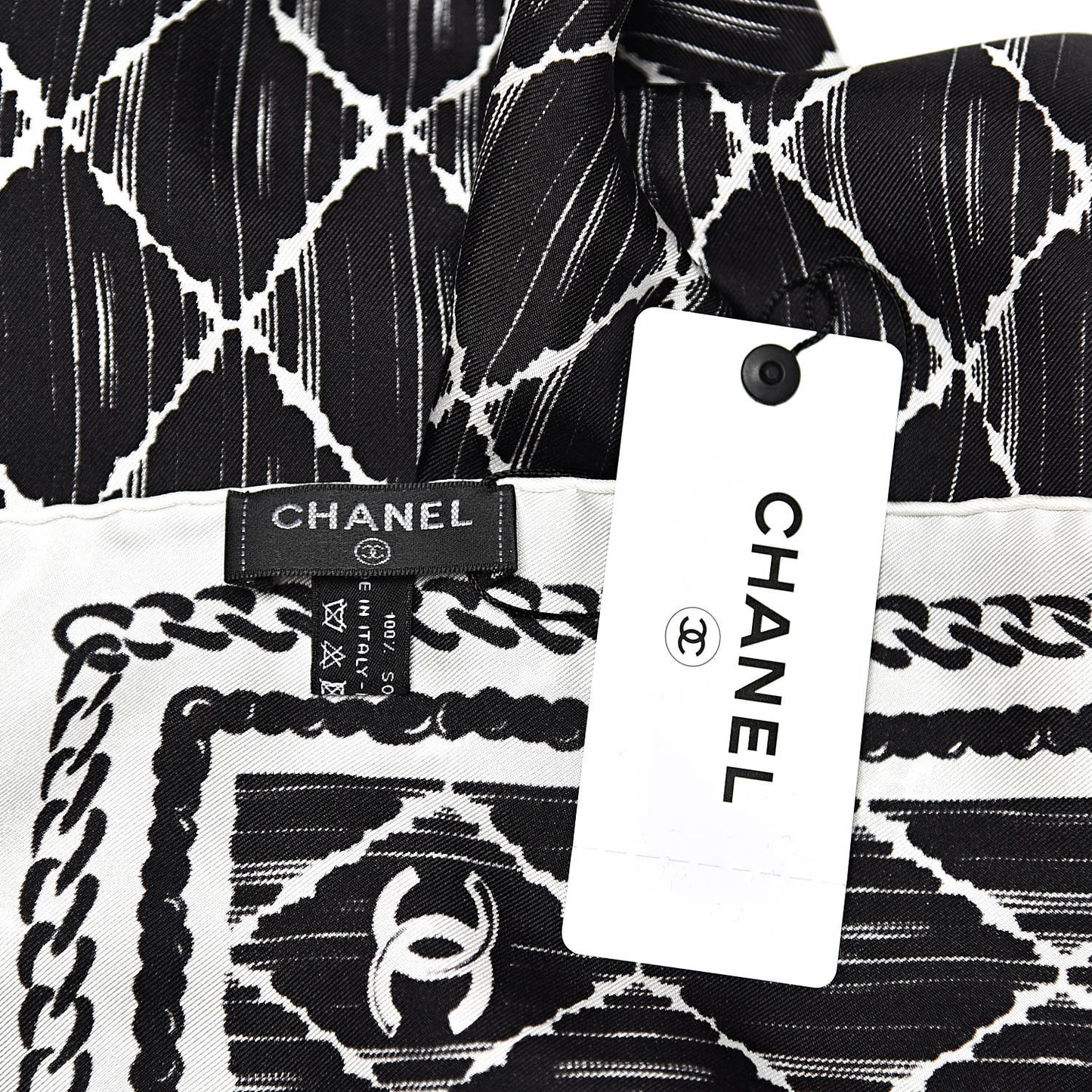 Silk Stole White Black