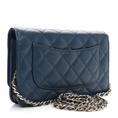 Chanel Caviar Quilted Wallet On Chain WOC Blue 2 of 11