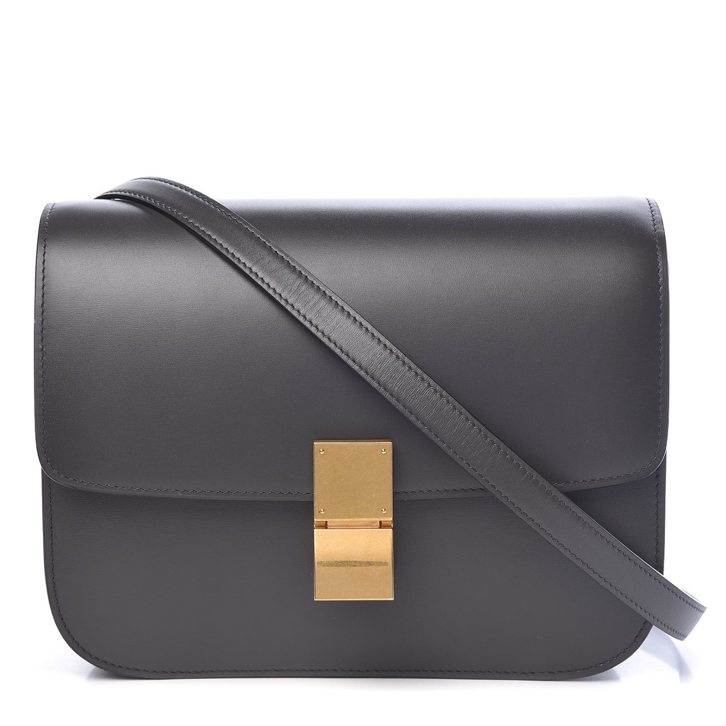 Box Calfskin Medium Classic Box Flap Bag Anthracite