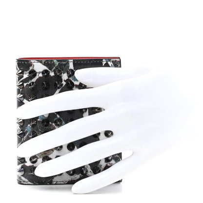 Christian Louboutin Calfskin Marble Print Spiked Bi-Fold Wallet Black 2 of 8