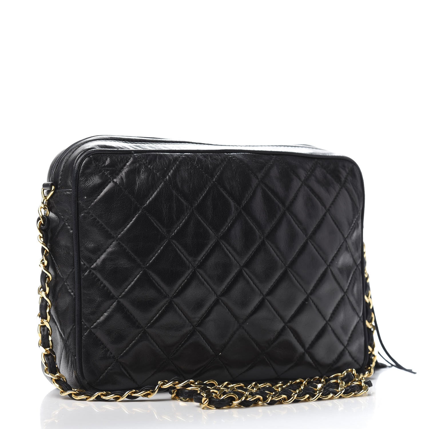 Chanel Lambskin Quilted CC Tassel Camera Case Black 3 of 10