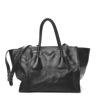 Prada Glace Calf Twin Pocket Tote Black 1 of 14