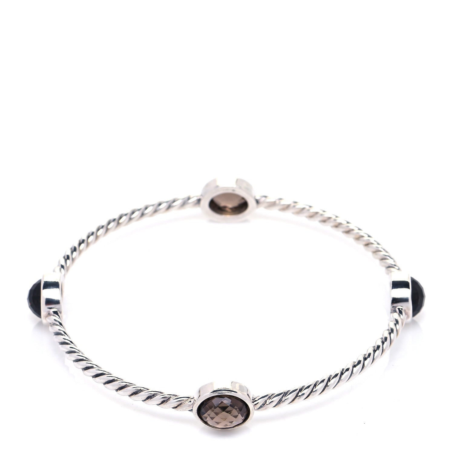 David Yurman Sterling Silver Smoky Quartz Color Classics 4 Station Bangle Bracelet 5 of 6