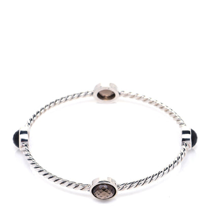 David Yurman Sterling Silver Smoky Quartz Color Classics 4 Station Bangle Bracelet 5 of 6