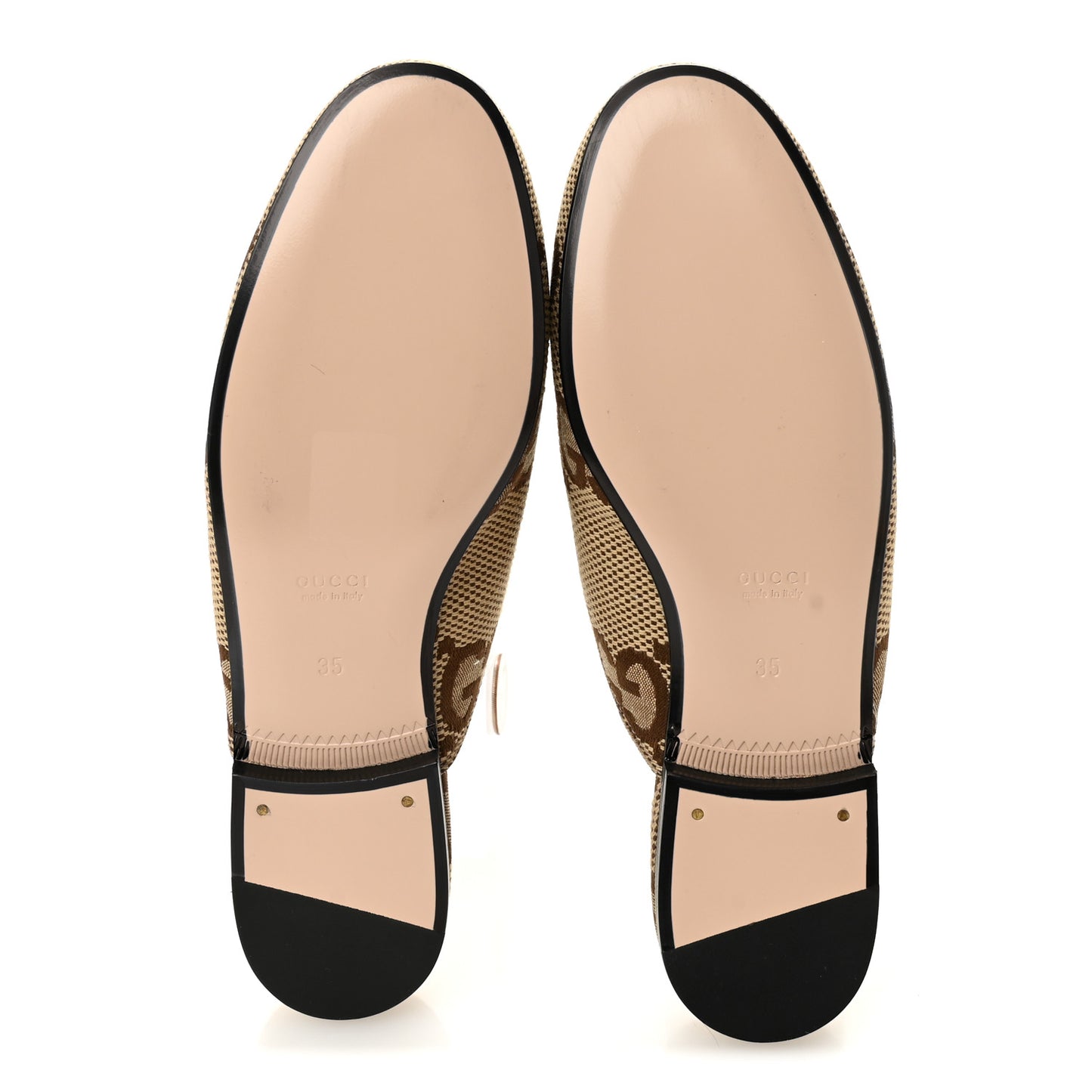 Monogram Jumbo GG Malaga Kid Womens Princetown Slippers 35 Camel Ebony New Acero Beige