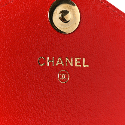 Chanel Goatskin Chevron Quilted Statement Wallet On Chain WOC Red 6 of 12