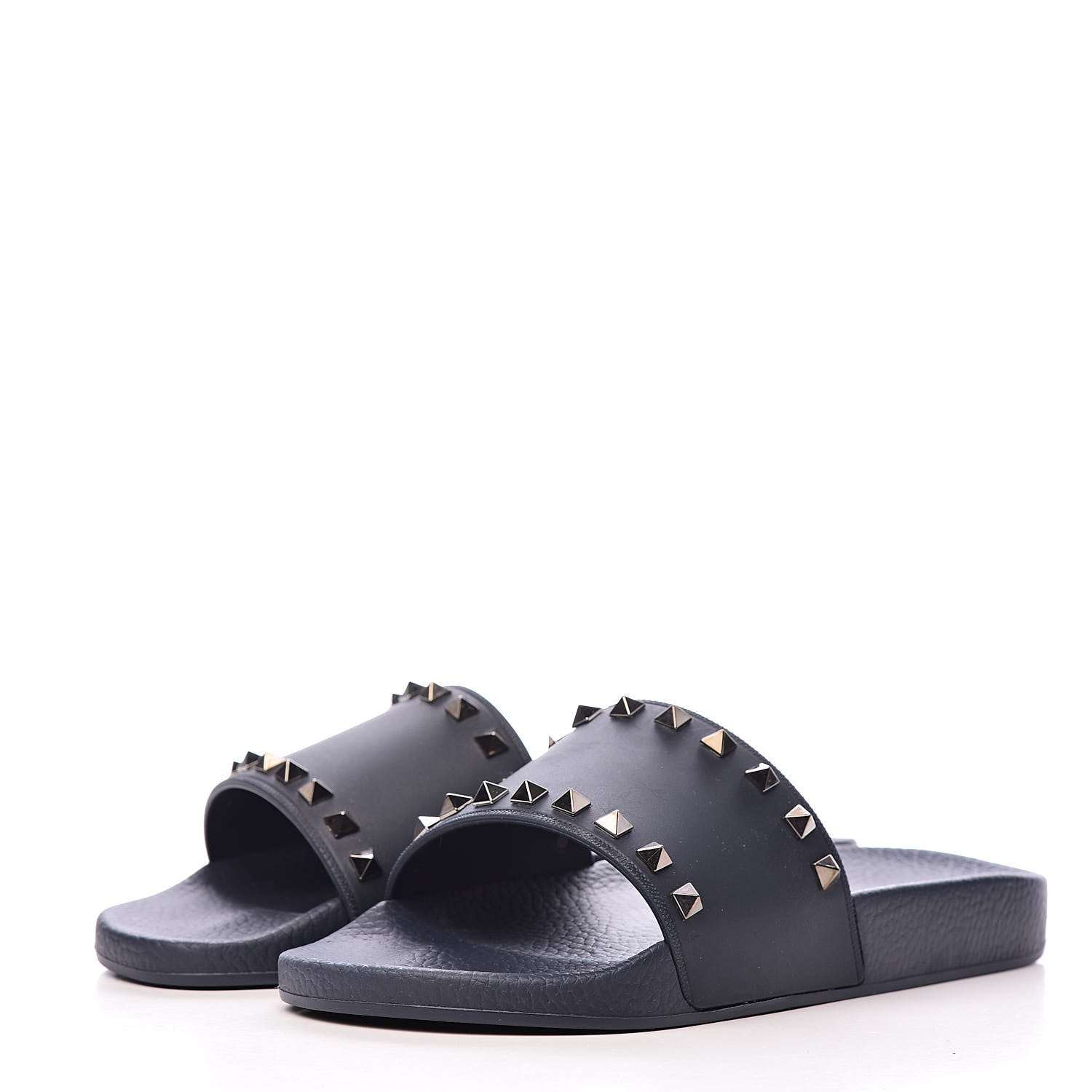 Valentino Garavani Rubber Rockstud Slide Sandals 40 Marine 3 of 10