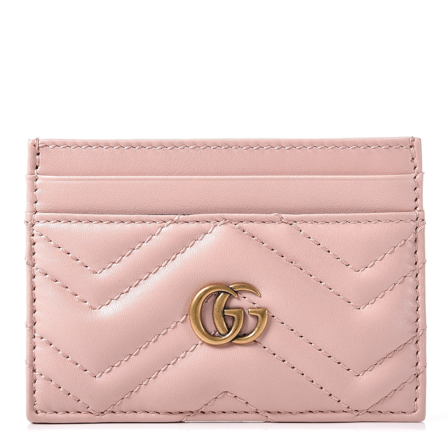 Gucci Calfskin Matelasse GG Marmont Card Holder Perfect Pink 1 of 6