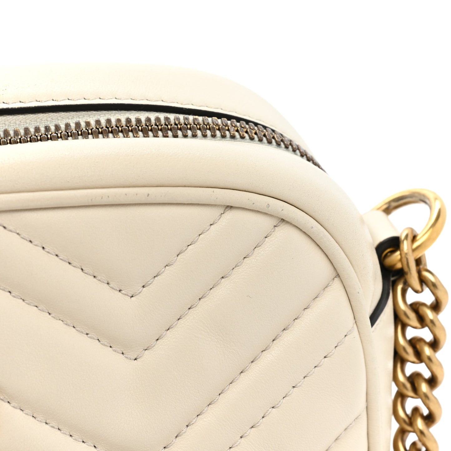Calfskin Matelasse Small GG Marmont Chain Shoulder Bag White