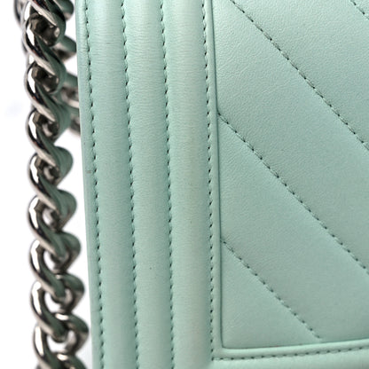 Chanel Iridescent Lambskin Chevron Quilted Small Boy Flap Turquoise 15 of 16