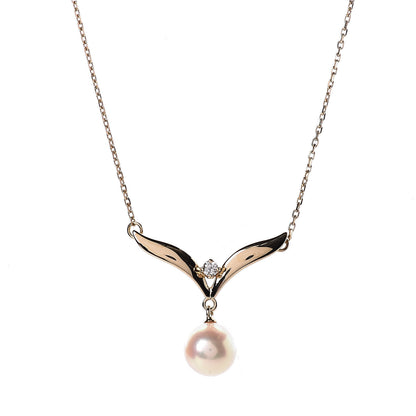 Mikimoto 18K Yellow Gold Diamond Akoya Pearl 7mm Pendant Necklace 4 of 5