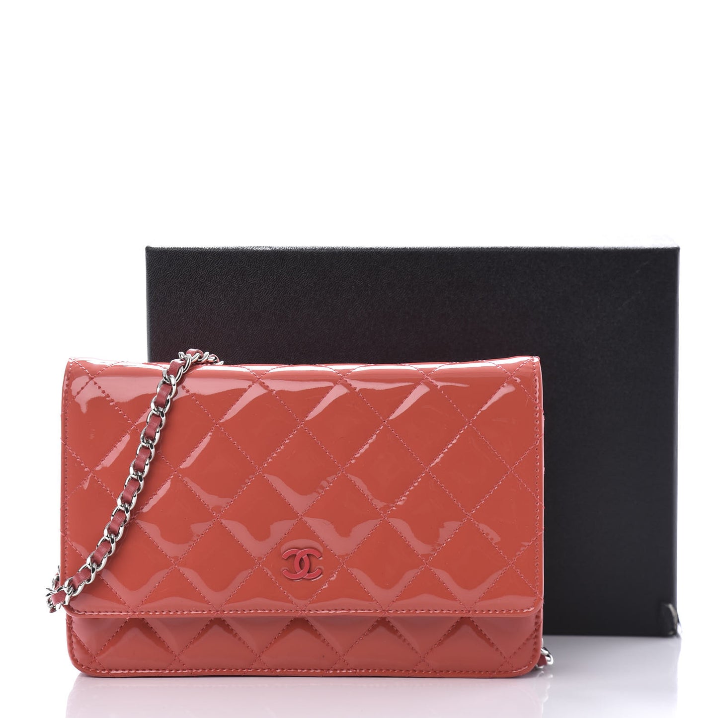 Patent Quilted Wallet On Chain WOC Coral