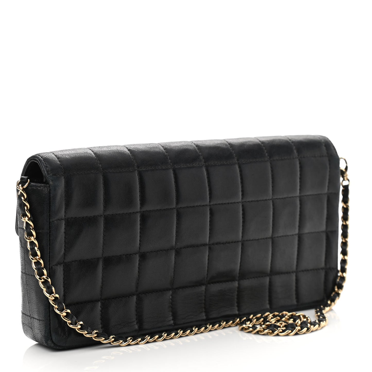 Lambskin East West Chocolate Bar Flap Black