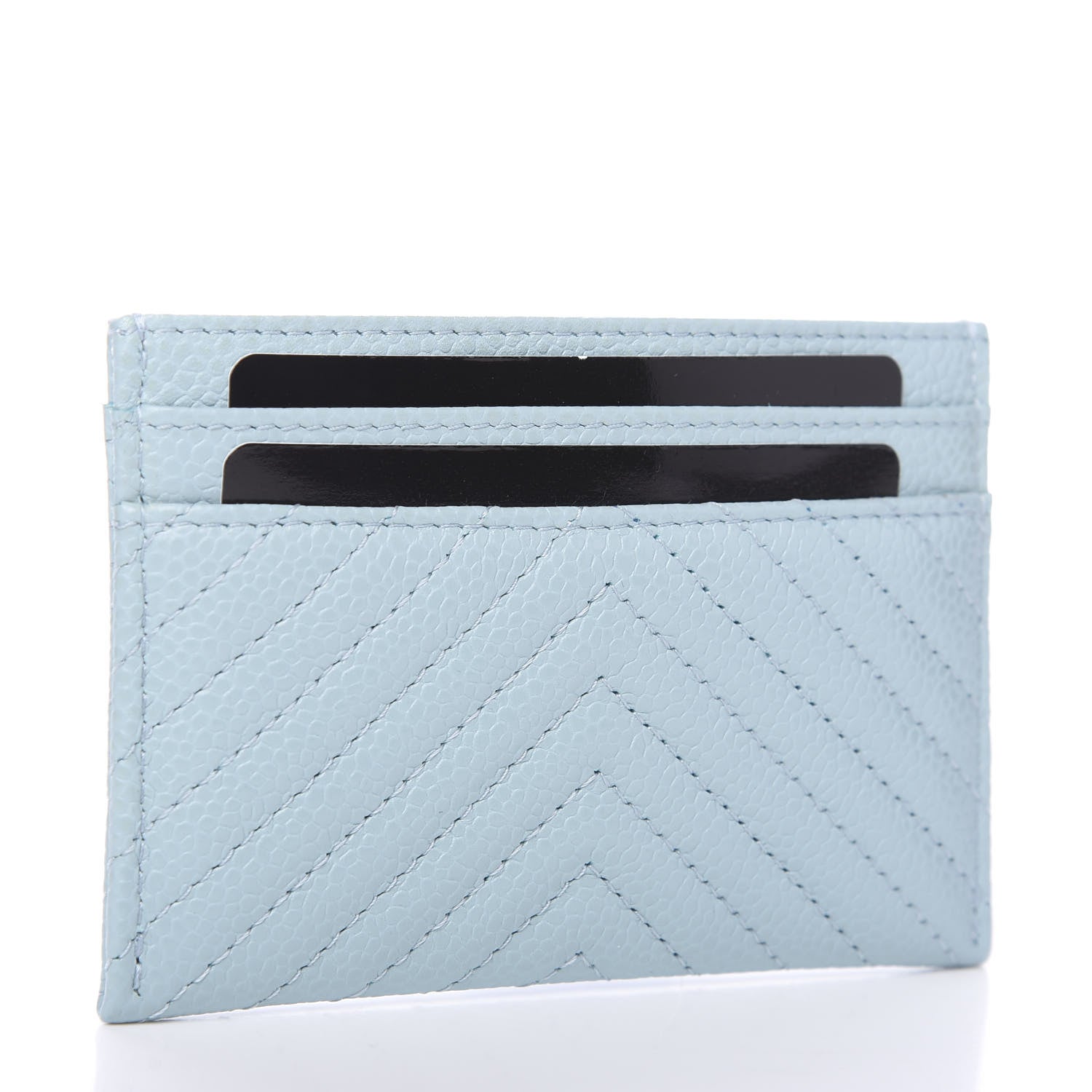 Chanel Caviar Chevron Quilted Boy Card Holder Light Blue 2 of 8