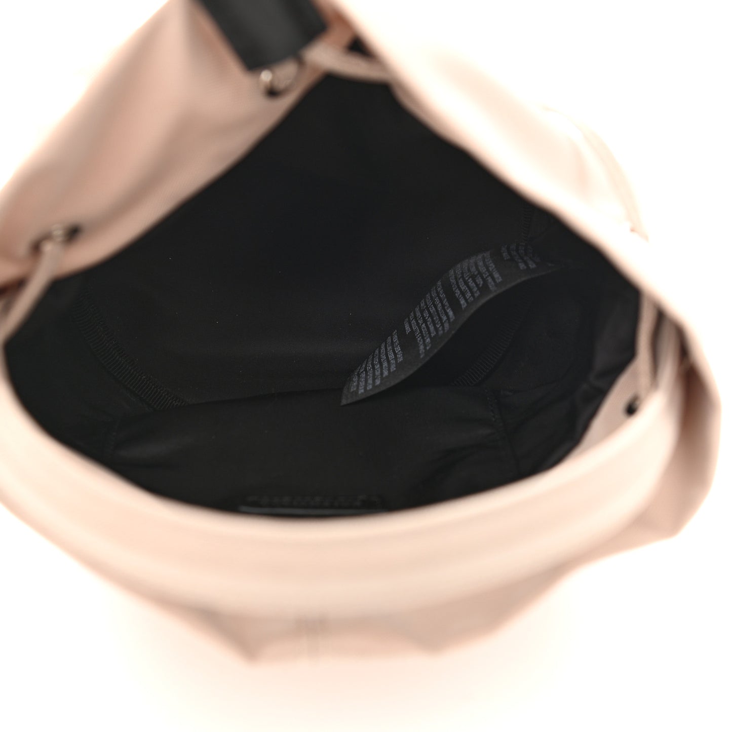 Recycled Sport Nylon Logo Embroidered Wheel Drawstring Bucket Bag Cream Black