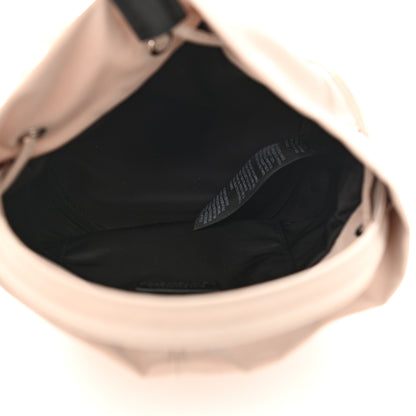 Balenciaga Recycled Sport Nylon Logo Embroidered Wheel Drawstring Bucket Bag Cream Black 5 of 9